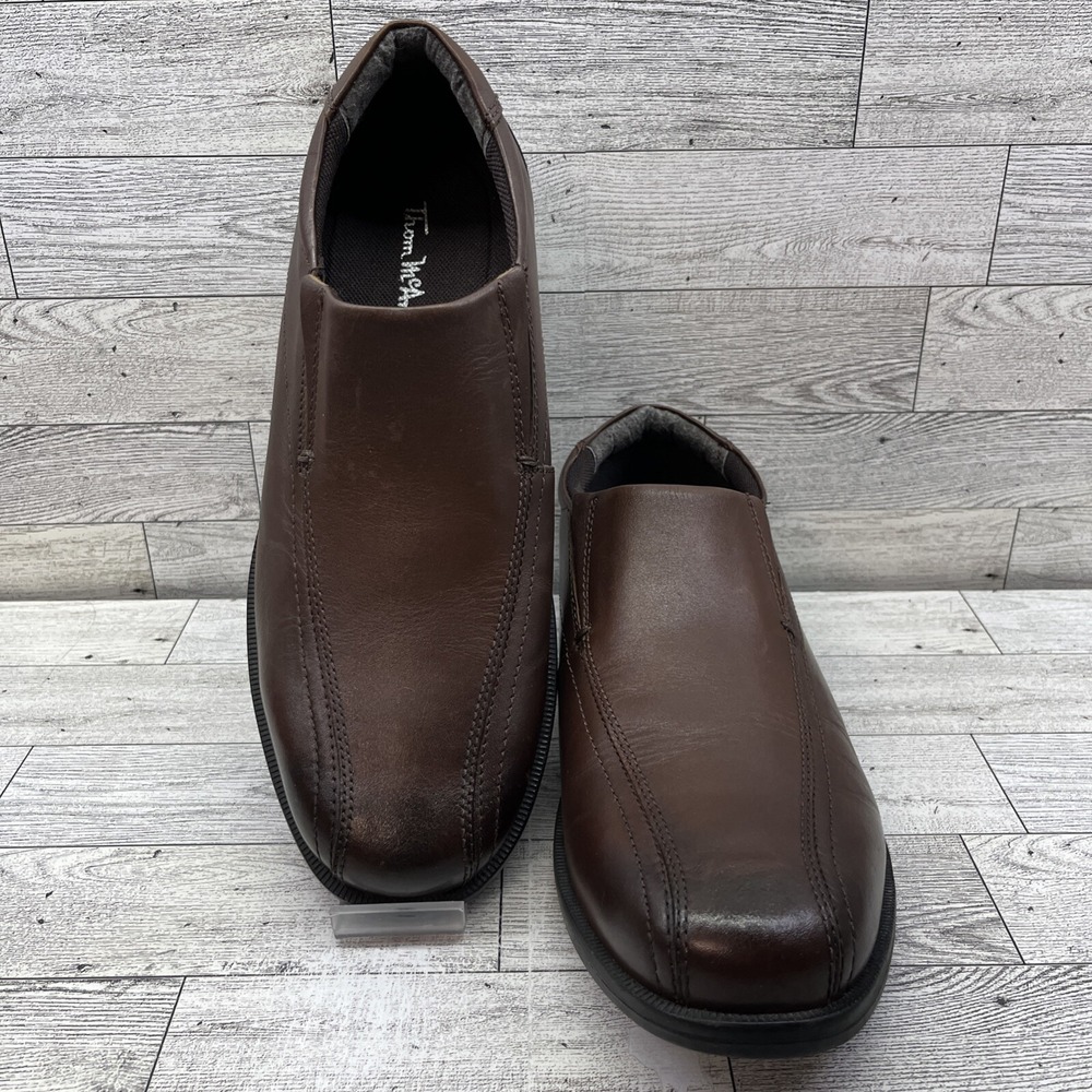 Thom McAn Lanzo Cognac Brown‎ Leather Slip On Dress Loafer Shoes Men Size 8.5